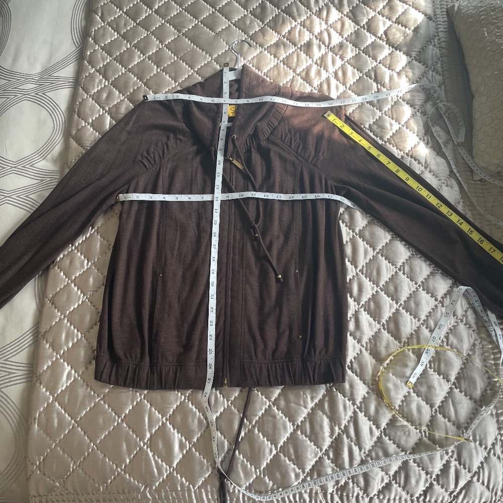 ST JOHN Jacket {S} Mock Neck Lightweight in Brown - Picture 7 of 11